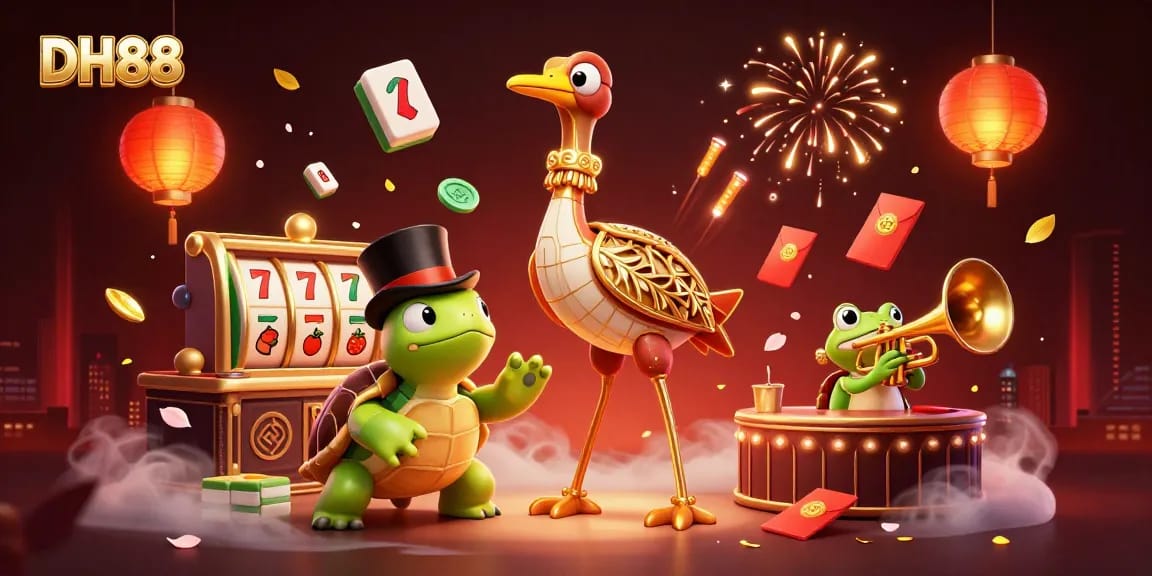 Experience thrilling jackpots with DH88's vibrant casino characters at a speakeasy bar.