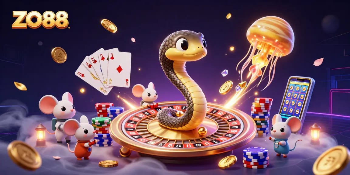 Engage with ZO88's cosmic roulette as astronaut mice place bets in a vibrant casino illustration.