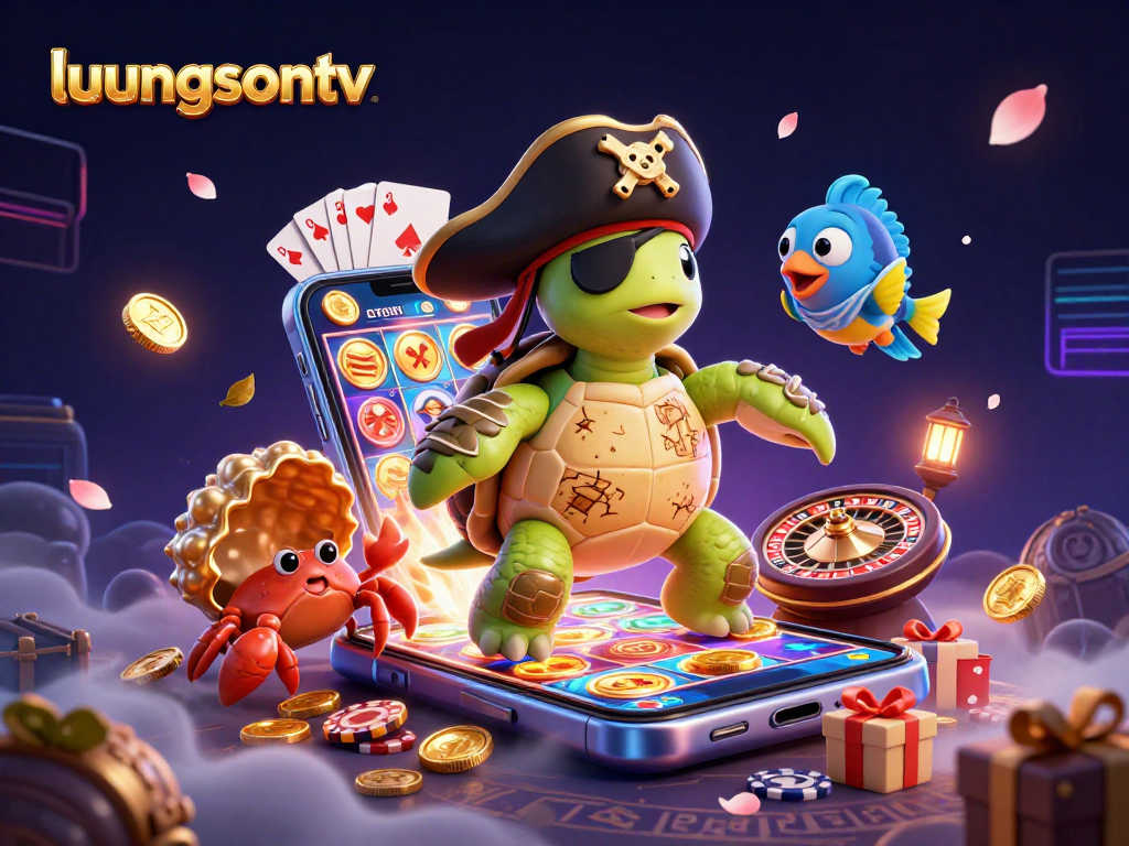 Engage with luongsontv in an exciting 3D illustration showcasing vibrant characters and dynamic gambling elements.