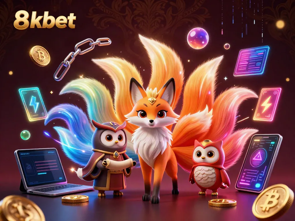 Experience vibrant betting action with 8xbet, featuring a glowing nine-tailed fox and mystical elements.