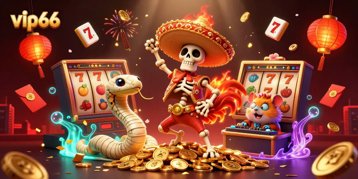 Experience the excitement of vip66 with a colorful 3D casino scene featuring vibrant characters and dynamic game elements.
