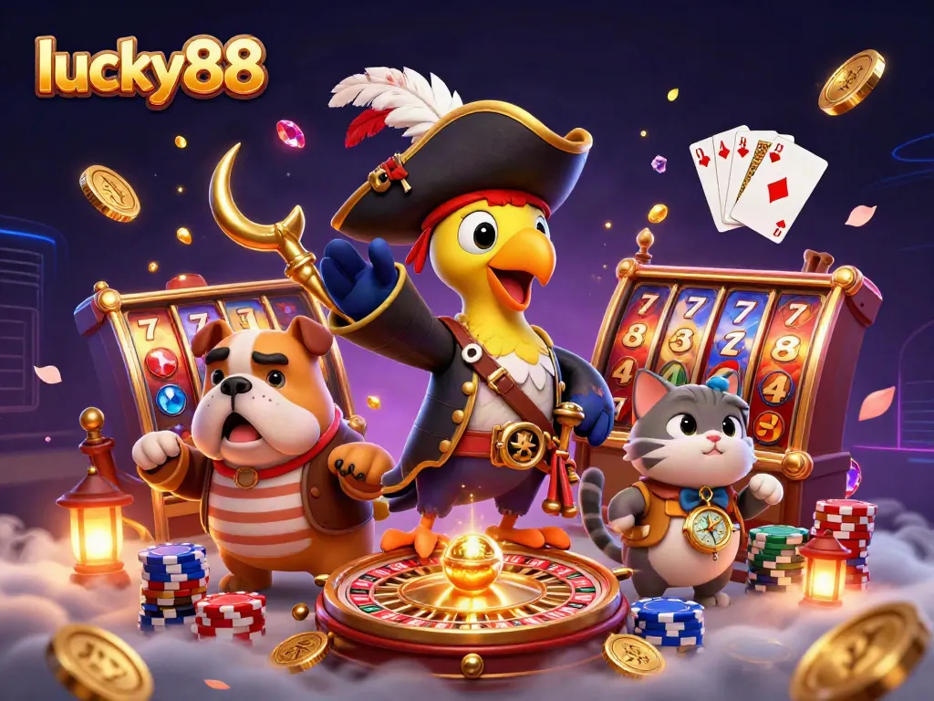 Experience excitement with lucky88 in this vibrant casino scene full of action and character.