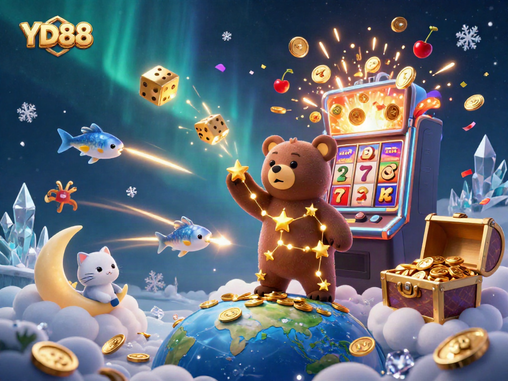 Engage in the vibrant online casino universe with YD88's jackpot excitement and cartoon characters.
