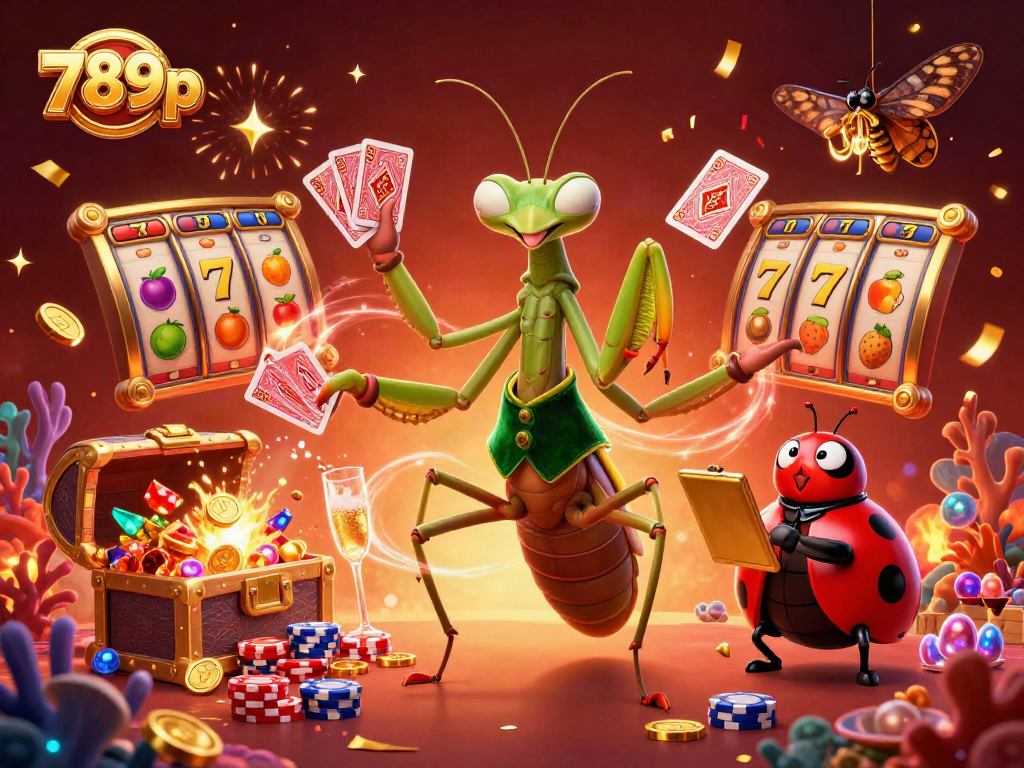Experience exciting gameplay at 789p with slot reels and vibrant casino elements in a lively scene.
