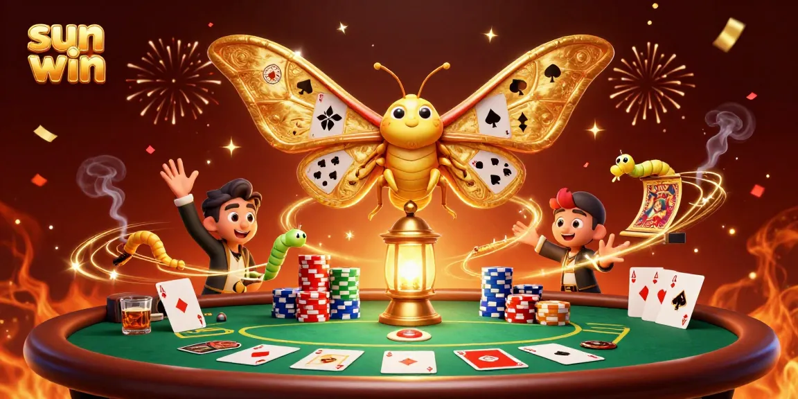 Experience the excitement of sun win with a vibrant casino-themed scene featuring a majestic moth.