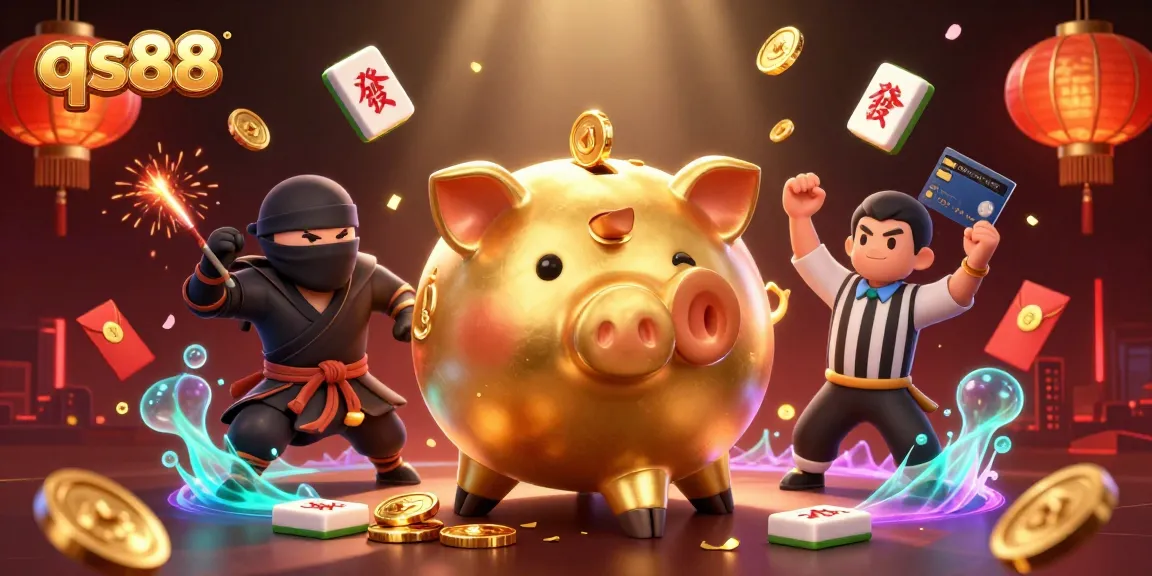 Experience the excitement of qs88 online gambling with a dynamic scene featuring vibrant characters and casino elements.