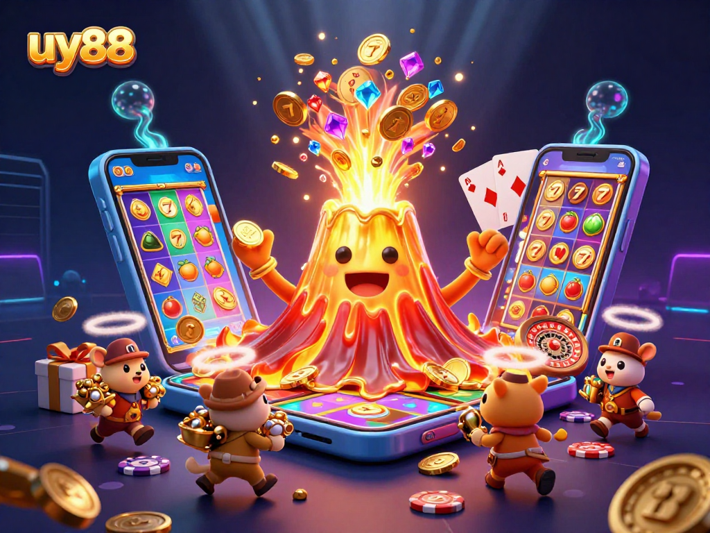 Experience thrilling wins with uy88 in a dazzling 3D casino scene full of excitement.