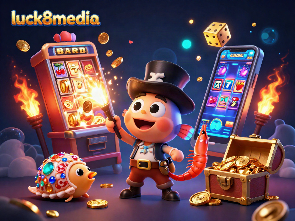 Win big with luck8media as a deep-sea anglerfish attracts golden coins in a lively casino scene.