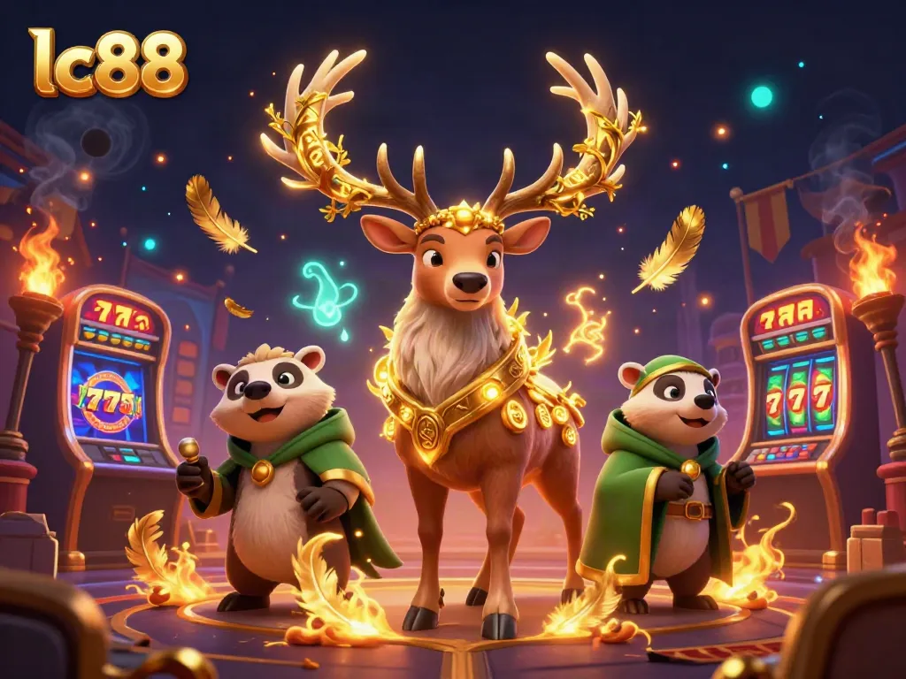 Experience lc88's thrilling casino world featuring a druid stag, badger, and magical elements.