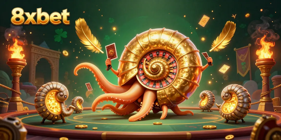 Experience the thrill of winning at 8xbet with a vibrant 3D casino scene featuring dynamic gaming elements.