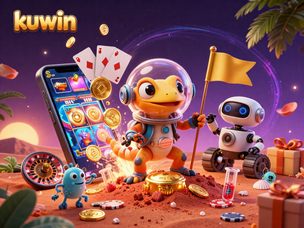 Experience kuwin's vibrant gaming world with a Martian gecko discovering a hidden casino.