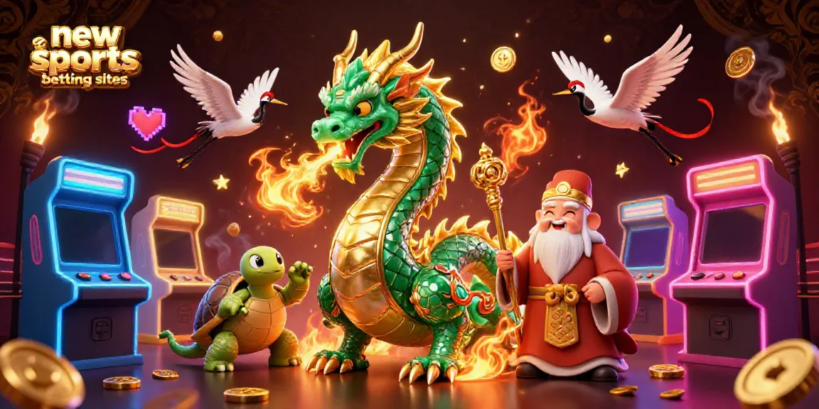 Experience new sports betting sites with a vibrant illustration showcasing dynamic casino elements and characters.