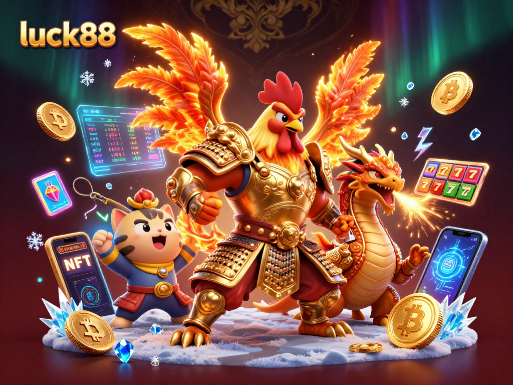 Join the excitement of luck88 with a dynamic 3D illustration of fortune and casino action.