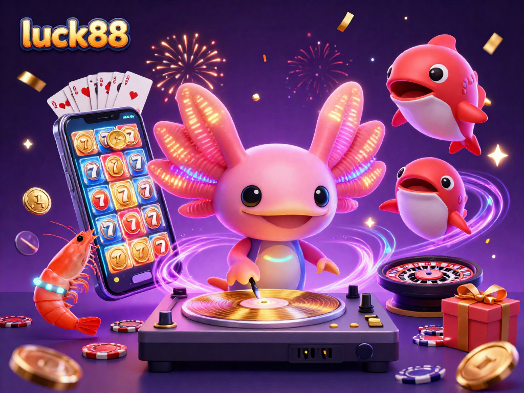 Win big with luck88 in a vibrant casino scene featuring dynamic characters and thrilling games.