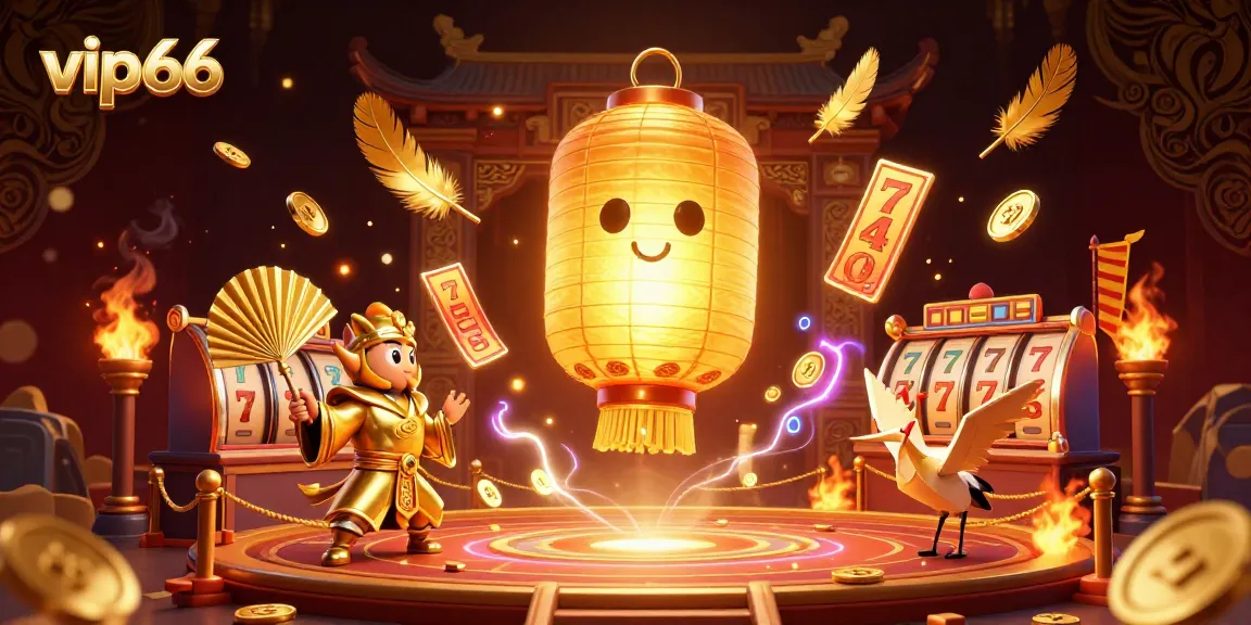 Experience excitement at vip66 with a dynamic 3D casino illustration featuring vibrant game action and lucky symbols.