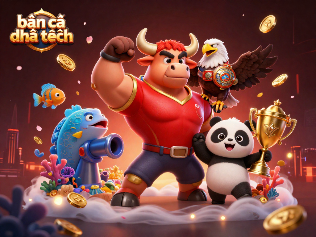 Experience the thrill of bắn cá đổi thưởng with vibrant underwater characters in an energetic scene.