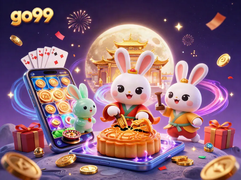 Experience the excitement of online gaming with go99, surrounded by festive casino elements.