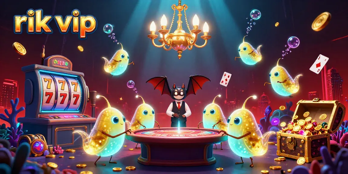 Experience the vibrant underwater gaming atmosphere of rik vip with lively glowworms and casino elements.
