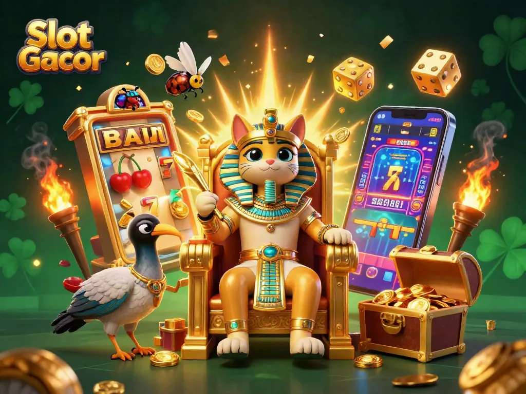 Slot Gacor menampilkan permainan slot yang menguntungkan dengan jackpot besar dan simbol membawa keberuntungan.