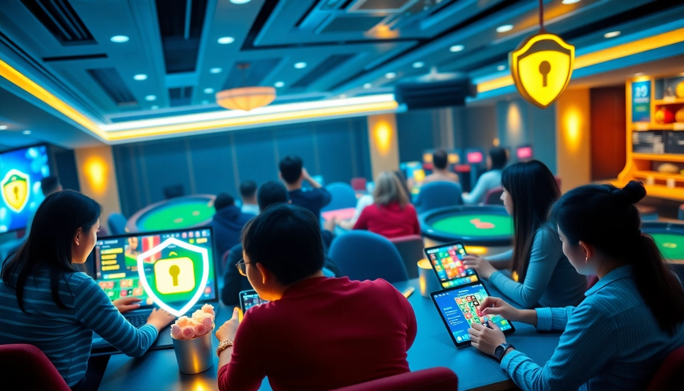 Engaged players exploring the vvvwin88.live platform, highlighting safety and excitement in online gambling.