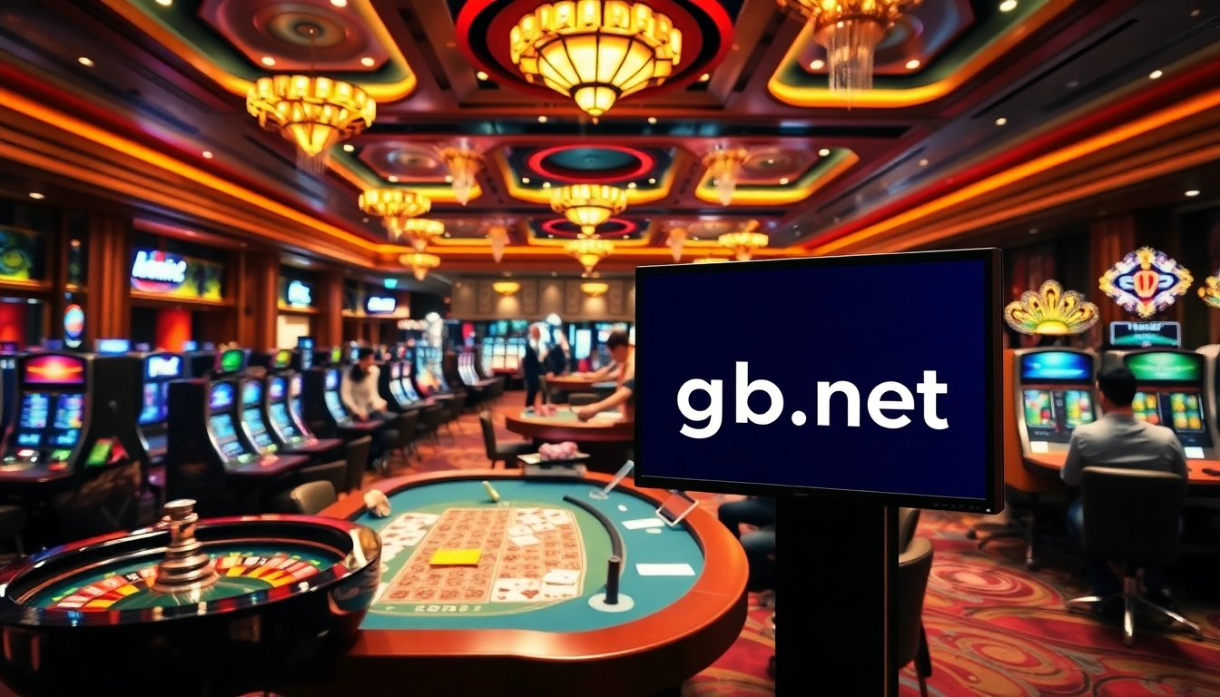 Experience thrilling gambling at 69vn.gb.net with vibrant tables, slot machines, and cheering players.