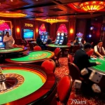 Experience the excitement of 79win with players enjoying high-stakes poker and vibrant casino tables.