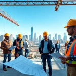 New York City General Contractor collaborating with clients and team on a construction project.