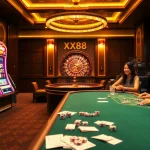 Players enjoying intense gambling action at XX88's online casino with vibrant slot games.
