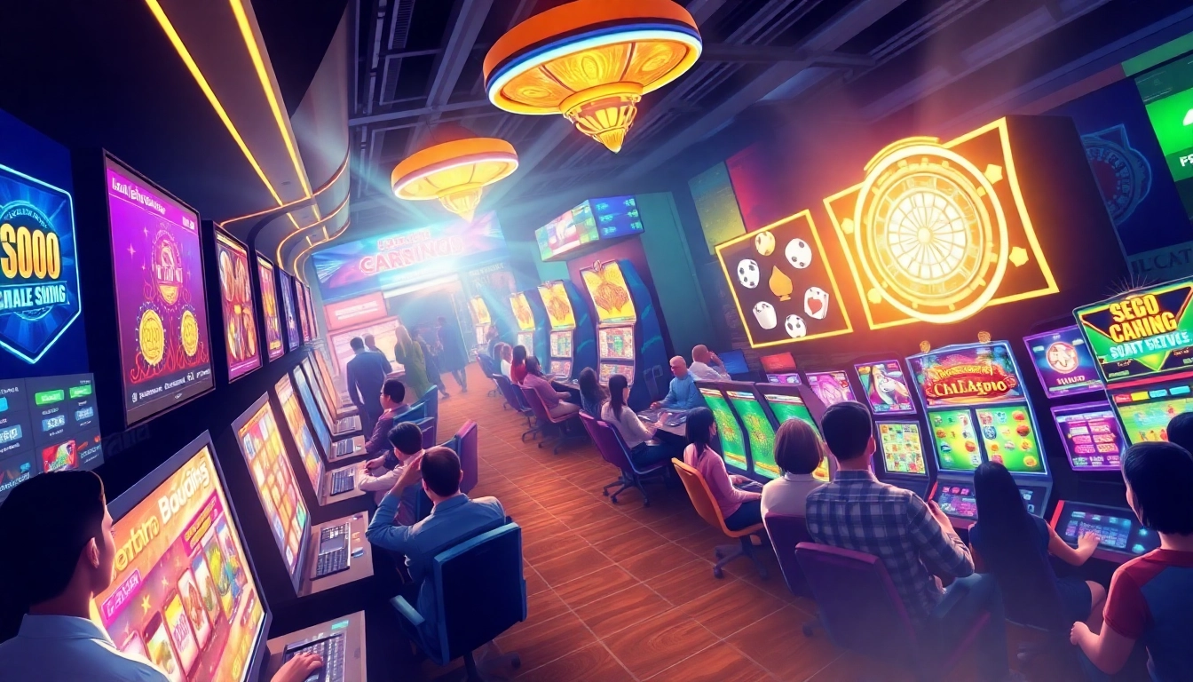 Engaging scene of online gambling at stimmgewitter.org, showcasing fun and excitement in a modern casino layout.
