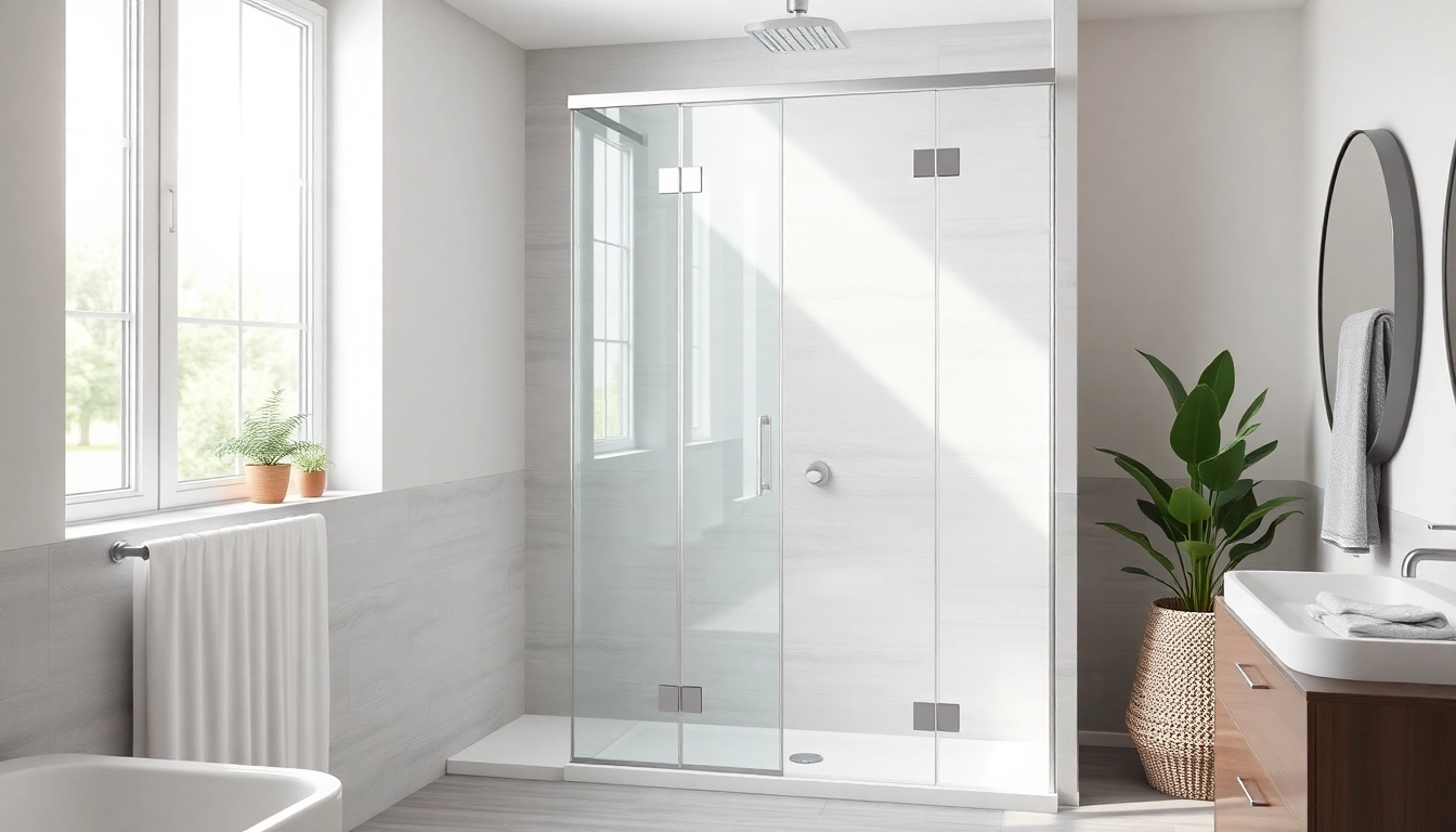 Moderne duschkabine 100x100 pendeltür mit eleganten Designs und sanften Farben in einem stilvollen Badezimmer.
