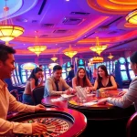 Exciting online casino atmosphere at vin777.gb.net with vibrant slot machines and enthusiastic players.