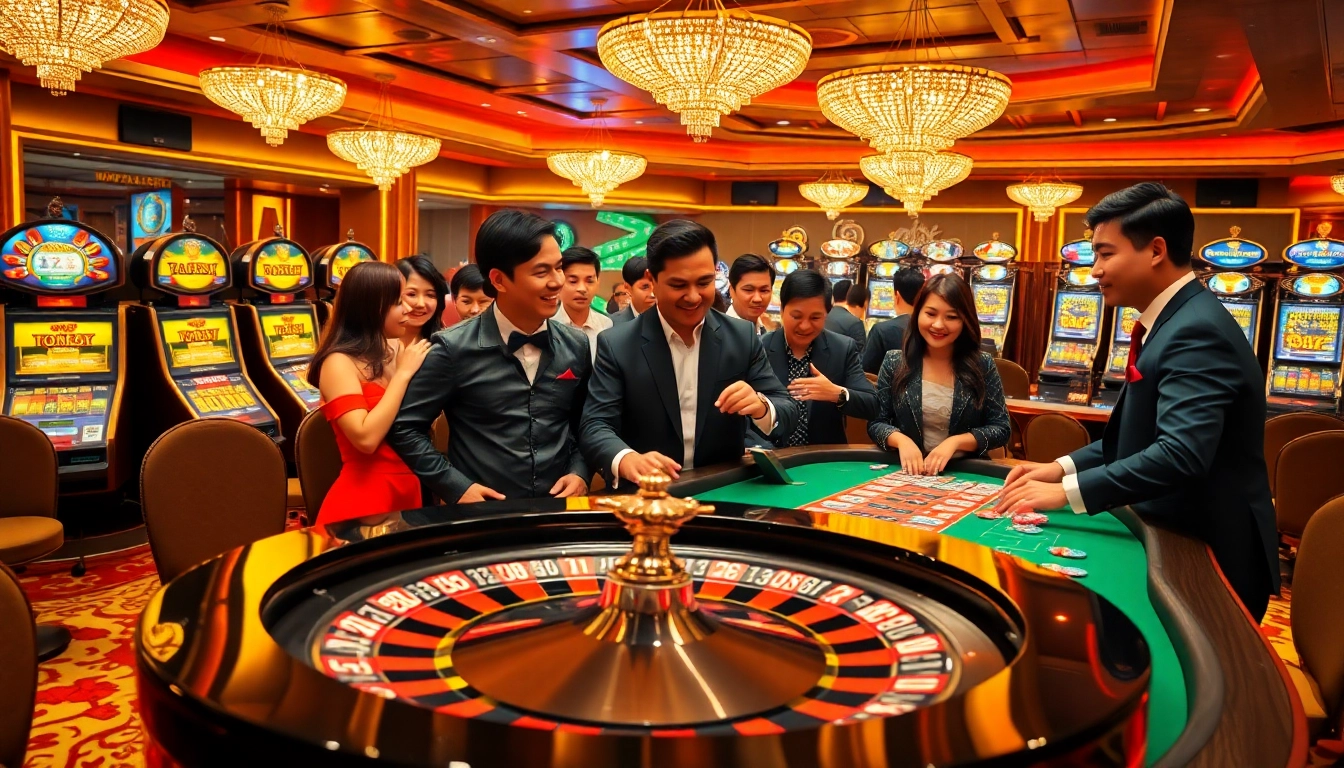 Vào Lưới TV showcases an exciting roulette game in a vibrant casino atmosphere.