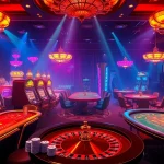 Engaging casino scene with poker, roulette, and slot machines, showcasing 8day.cn.com excitement.