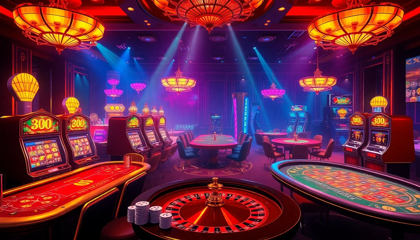 Engaging casino scene with poker, roulette, and slot machines, showcasing 8day.cn.com excitement.