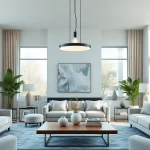 Shop ModernLighting in a stylish living room featuring elegant designs and bright decor.