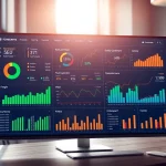 Visualize SEO Rank metrics displayed in a modern office, representing growth and performance.