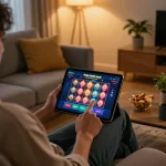 Engaging in online gambling with the hbet chính thức app in a cozy home environment.