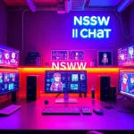 Dynamic workspace showcasing nsfw ai chat platforms with vivid digital interfaces and playful avatars.