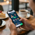 Enjoying mobile gaming on the link sungaitoto app while betting responsibly at a cozy cafe.