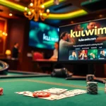 The excitement of online gambling at kuwin.com with vibrant poker chips and a roulette wheel.