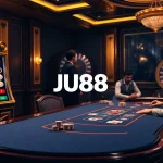 Experience thrilling games at jun88 with an elegant poker table and exciting slot machines.