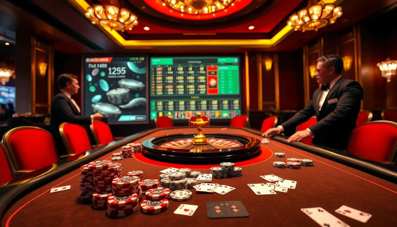 Engaged players at a luxurious poker table representing nhà cái thabet's upscale gambling experience.