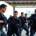Professional Body Guard Program training session with diverse trainees showcasing defensive maneuvers.
