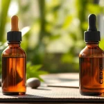 Showcase of CBD oil with THC UK in a serene, wellness-focused environment.