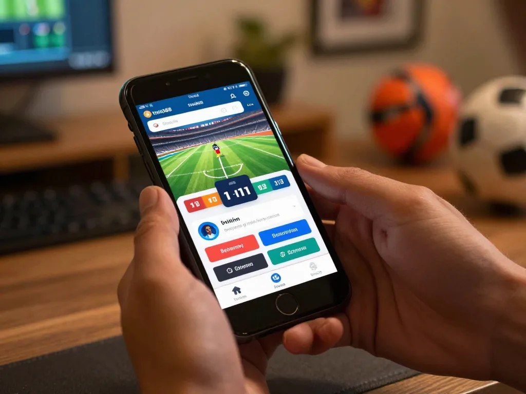 Engaging with the twiin68 mobile sports betting app amidst a lively sports atmosphere
