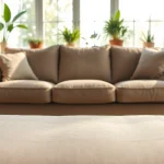 Sofa cleaning in Glasgow showcased in a welcoming living room with natural lighting.