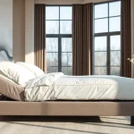 Showcasing an adjustable bed frame in a modern bedroom with elegant decor.