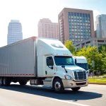 Long distance movers Calgary expertly transporting items through a bustling cityscape.