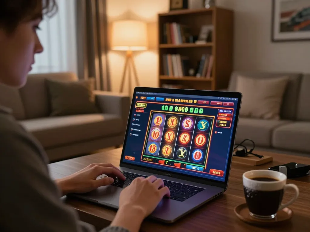 Engaged user strategizing their betting experience at luck8 online casino, vibrant game interface displayed.
