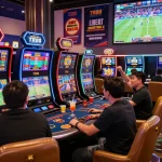 Exciting gaming atmosphere at TR88 with players enjoying casino games and vibrant digital displays.